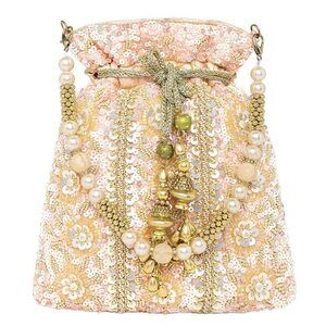 4877 Peach Potli Purses Gift Handmade Evening Handbag Stylish Bridal